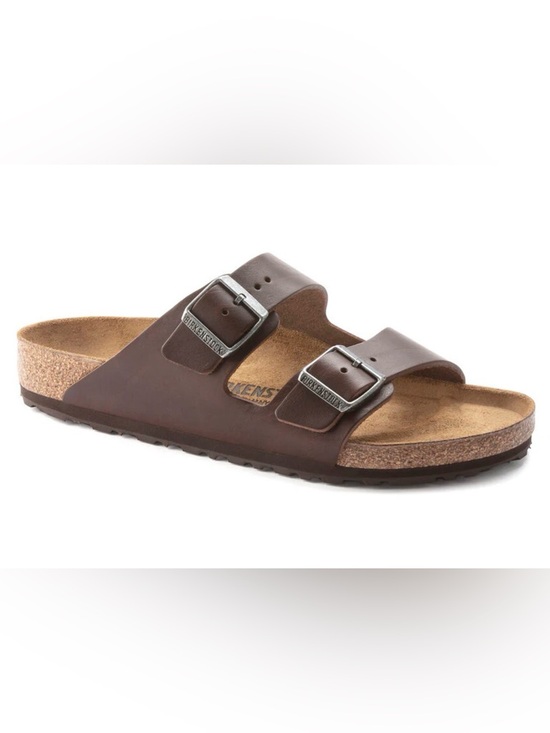Birkenstock Brown Leather Two-Strap Men's Sandals, Sz 9, Like New - Picture 2 of 16